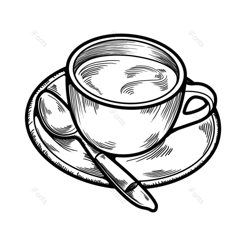元素图片,黑白元素,咖啡PNG,咖啡杯免抠素材